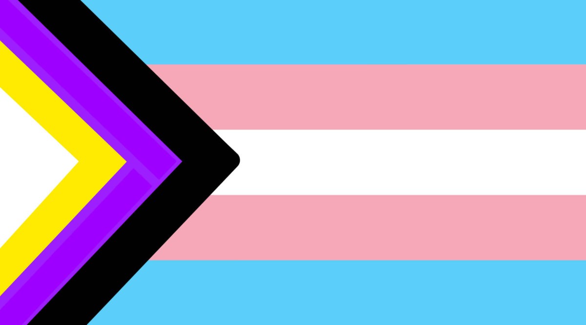 Bandera del progreso trans no binarie por Diane Rodríguez & Zack Elías